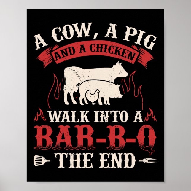 Poster Chicken Graphic Meat Smoking Fumando (Frente)