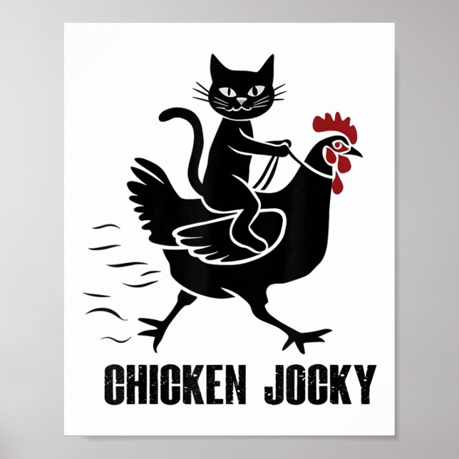 Poster Chicken Jockey Funny Black Cat (Frente)