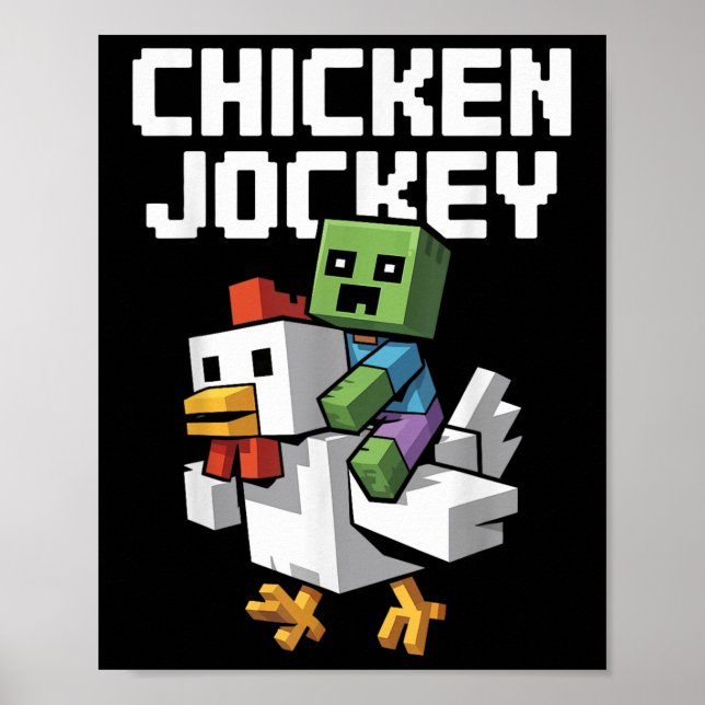 Poster Chicken Jockey Pixel Funny (Frente)