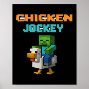 Poster Chicken Jockey Zombie Pixel Art Zombie Gamer Engra