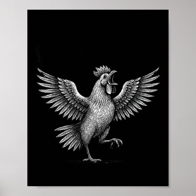 Poster Chicken Meme Caw Funny Sayings Rooster Humor Quote (Frente)