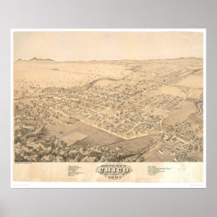 Póster Chico, mapa panorâmico 1871 do CA (0272A)