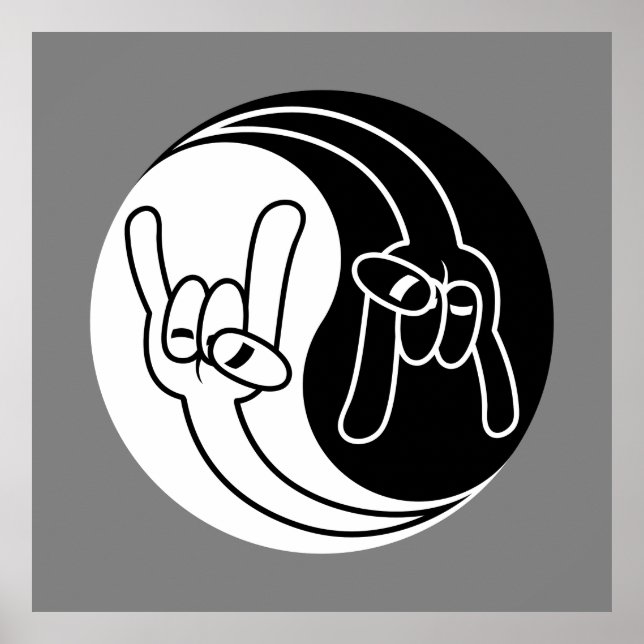 Poster Chifres de Diabo Heavy Metal Yin Yang (Frente)
