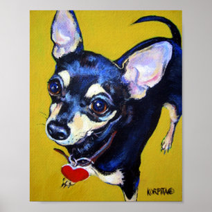 Póster Chihuahua Bitty pequena - preto e chihuahua de Tan