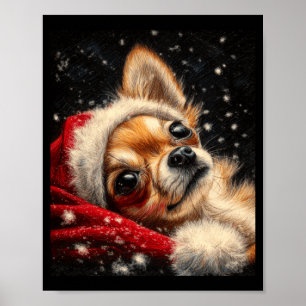 Poster Chihuahua de Natal de Manga Longa
