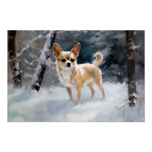 Póster Chihuahua Deixe Nevar Natal (Frente)