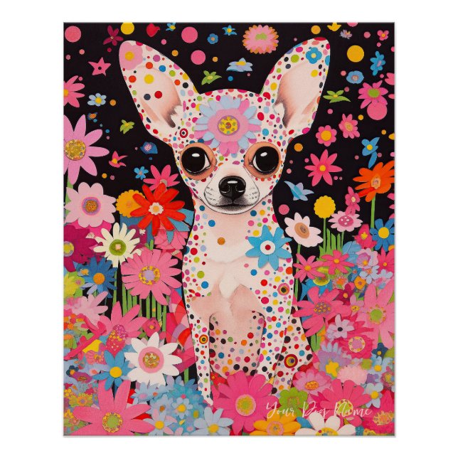 Póster Chihuahua Dog and Flowers 002 - Tailor jewel (Frente)