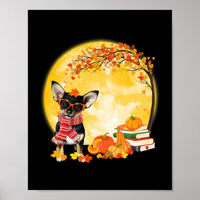 Poster Chihuahua Dog Autumn Fall Pumpkin Caminhão Mappe D (Frente)