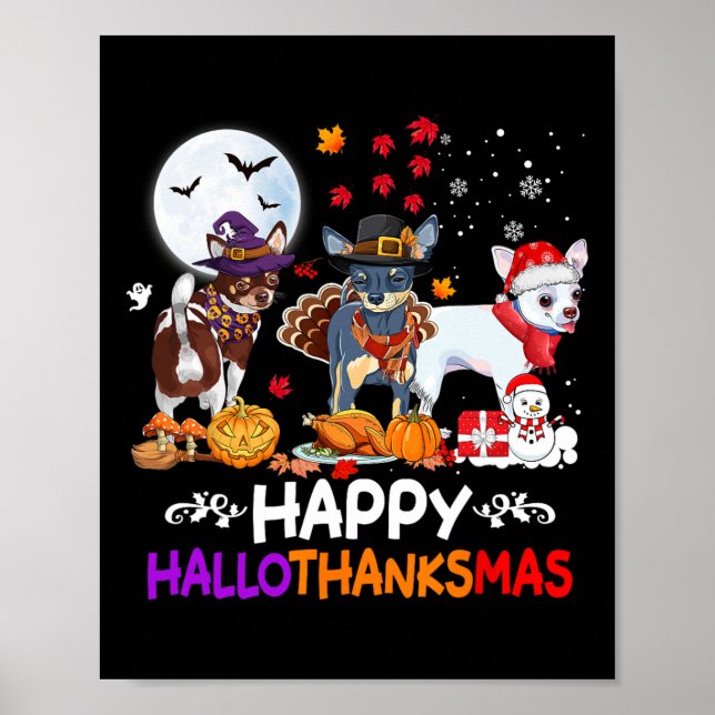 Poster Chihuahua Dog Natal Feliz Obrigados de Hallothankm (Frente)