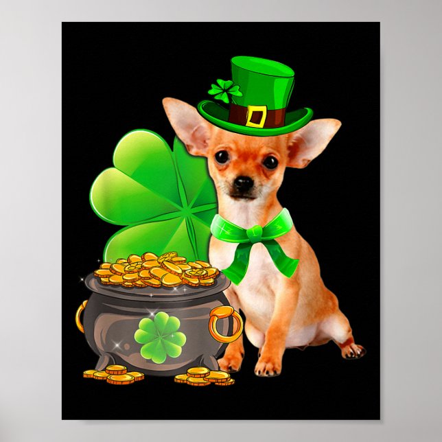 Poster Chihuahua Dog Shamrock St Patricks Day Dog Irish G (Frente)