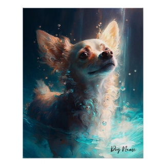 Póster Chihuahua dog swimming in water 005