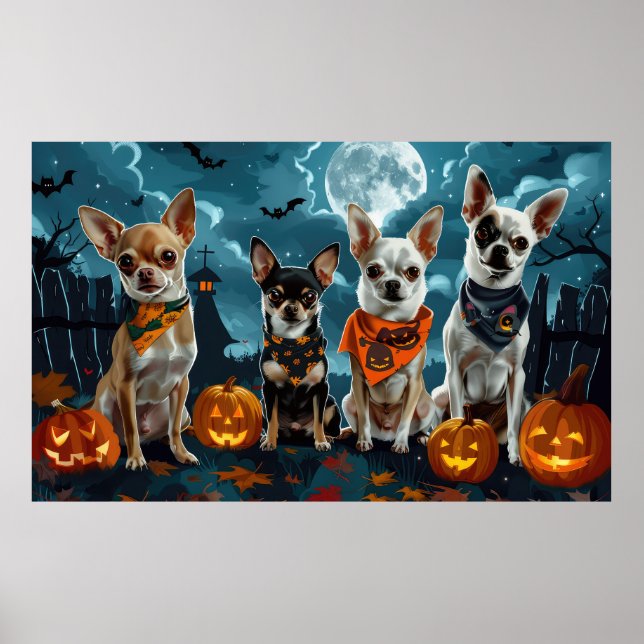 Poster Chihuahua Halloween Assustador (Frente)
