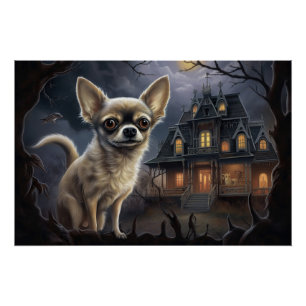 Póster chihuahua Halloween Scary