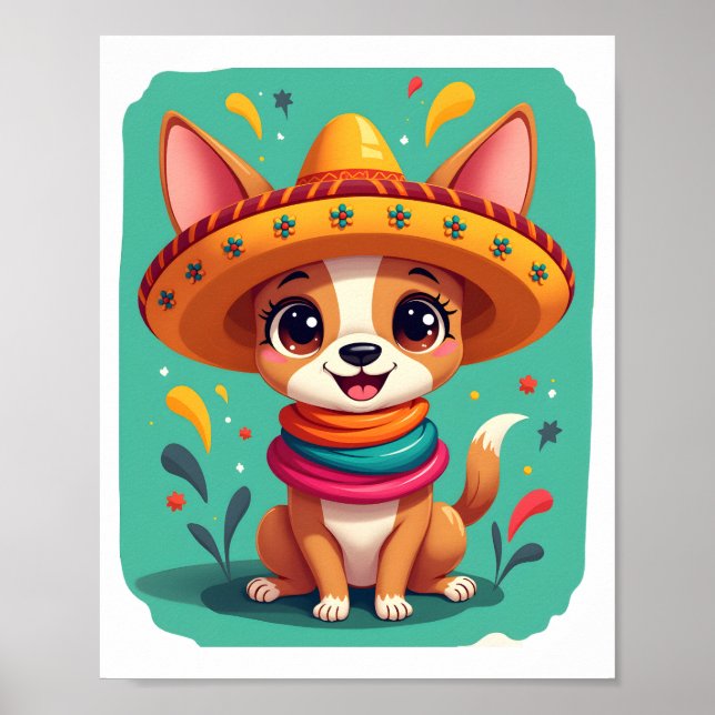Poster Chihuahua México Cinco de Mayo Cachorro Engraçado  (Frente)