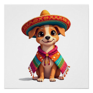 Póster Chihuahua México Cinco de Mayo Cachorro Engraçado