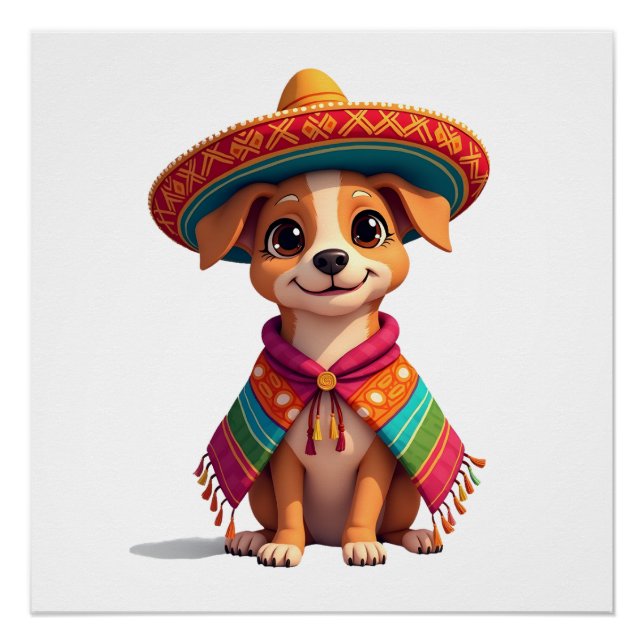 Póster Chihuahua México Cinco de Mayo Cachorro Engraçado  (Frente)