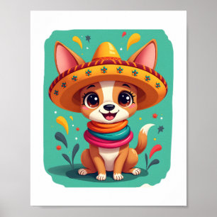 Poster Chihuahua México Cinco de Mayo Cachorro Engraçado