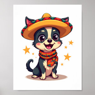 Poster Chihuahua México Cinco de Mayo Cachorro Engraçado