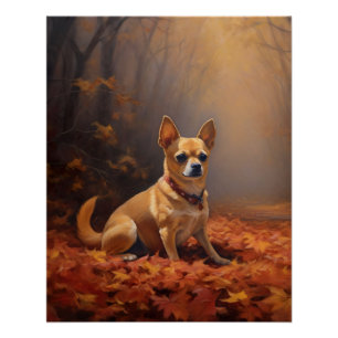 Póster Chihuahua nas Folhas de Outono Caem Inspiração