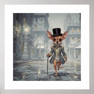 Poster Chihuahua pela Cidade em Paris