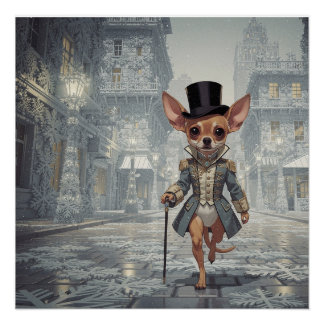 Póster Chihuahua pela cidade em Paris