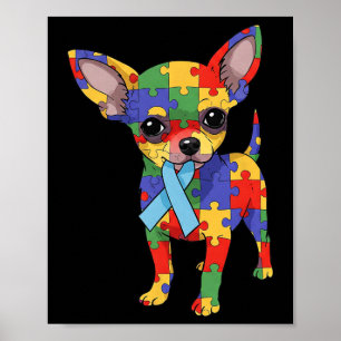 Poster Chihuahua Quebra-cabeça Autismo Sensibilização Mul