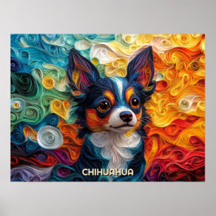Poster Chihuahua Quilling Art Dog Portrait