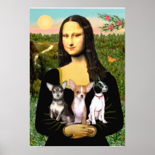 Poster Chihuahua Trio - Mona Lisa