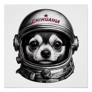 Póster Chihuahua, Viajante Retro Cão Espacial Soviético