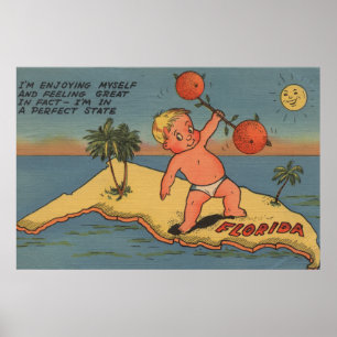 Póster Child Lifting Barbell of Oranges