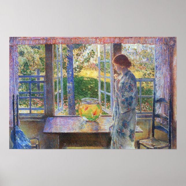 Poster Childe Hassam - A Janela Goldfish (Frente)