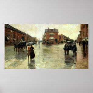 Poster Childe Hassam - dia chuvoso, Boston
