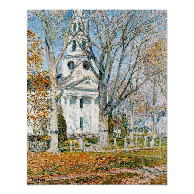 Póster Childe Hassam, Igreja em Old Lyme, (Frente)
