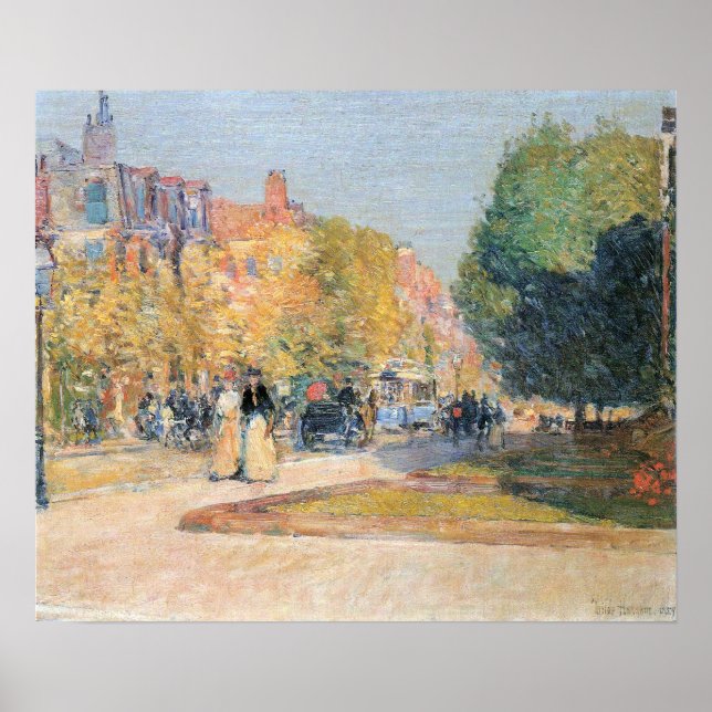 Póster Childe Hassam - Malborough Street, Boston (Frente)