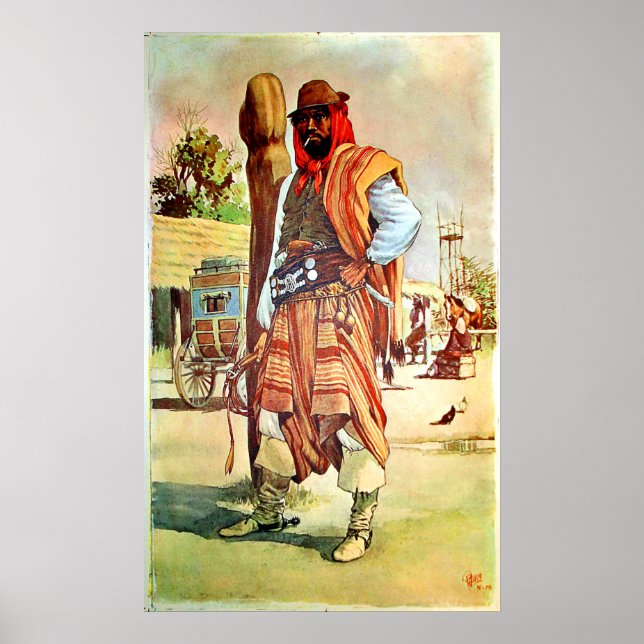 Poster Chile, Gaúchos, homem em traje típico (Frente)