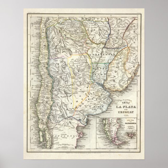 Póster Chili, Argentina, América do Sul (Frente)