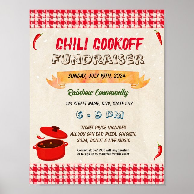 Poster Chili Cook Off Fundraiser modelo (Frente)