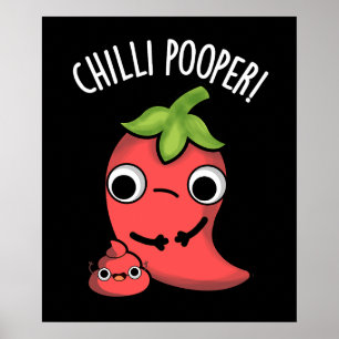 Poster Chili Poooper Engraçado Pepper Pun Dark BG
