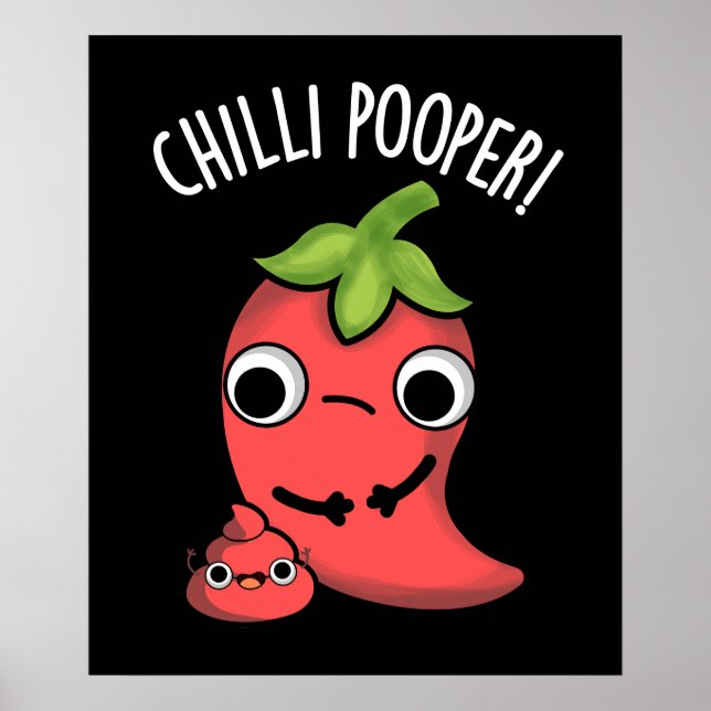 Poster Chili Poooper Engraçado Pepper Pun Dark BG (Frente)