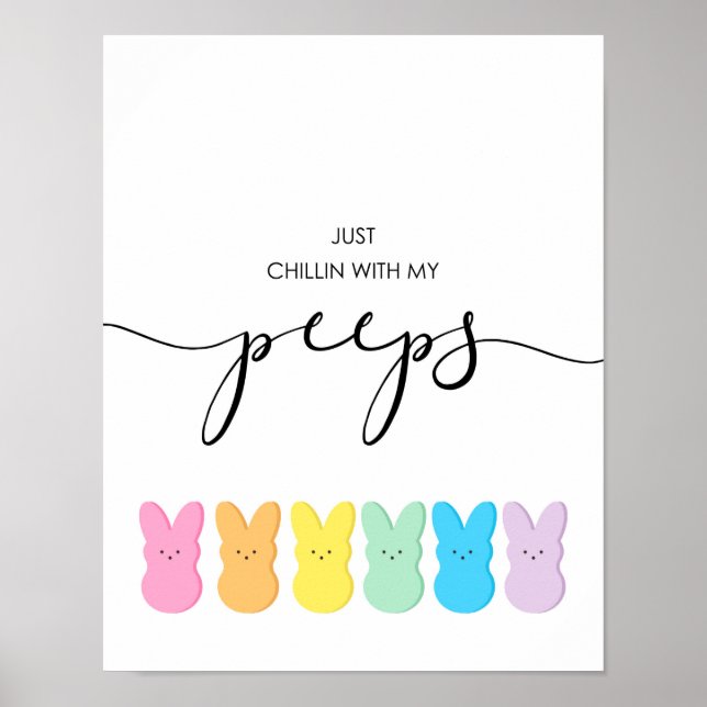 Poster Chillin Com Meus Peeps Pastel Páscoa Art (Frente)