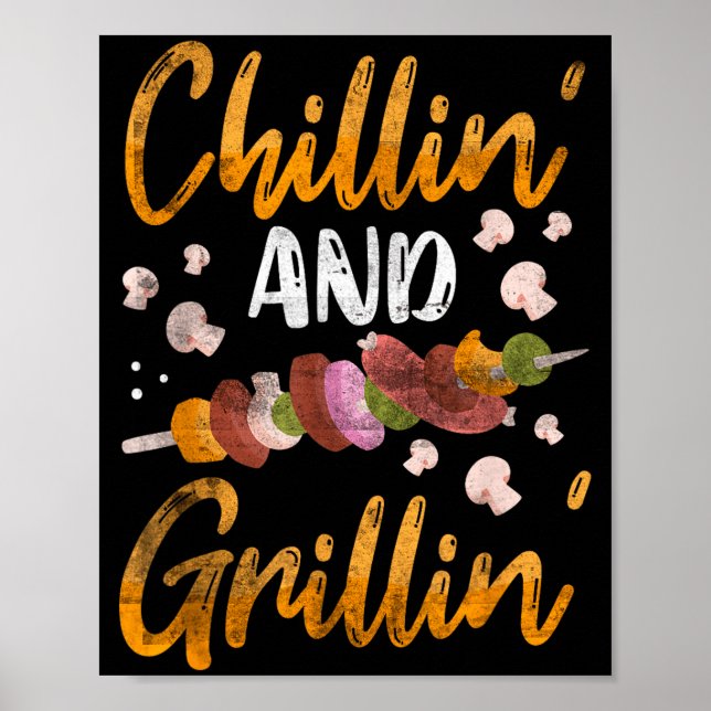 Poster Chillin e grelhando churrasco fumante churrasco en (Frente)