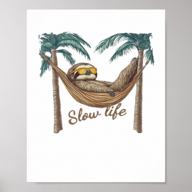 Poster Chillin' Sloth em uma camiseta de Hammock Oversize (Frente)
