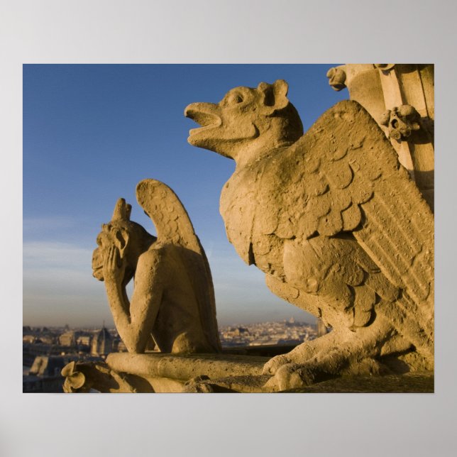 Póster Chimera na fachada da Catedral de Notre Dame, (Frente)