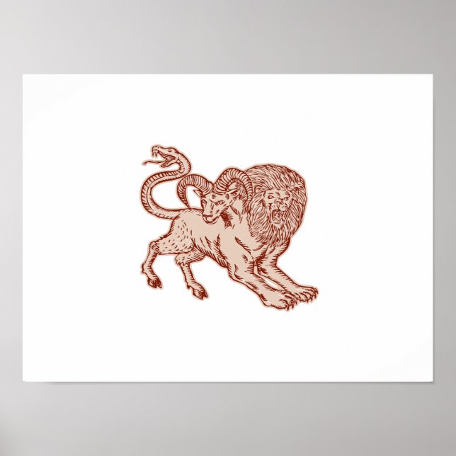 Poster Chimera Saltando Etching (Frente)