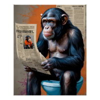 Chimpanzé coroado no Trono - Arte Pop Negrito