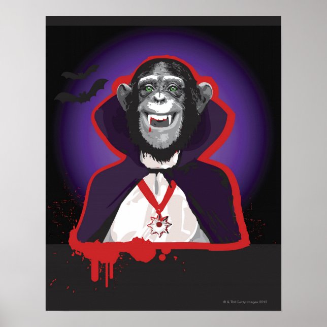 Póster Chimpanzé em Dracula Costume (Frente)