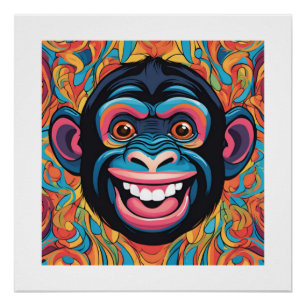 Póster Chimpanzé Engraçado e Louco