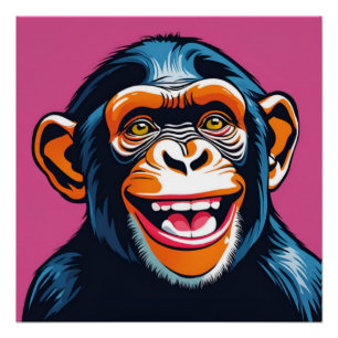 Póster Chimpanzé Engraçado e Louco