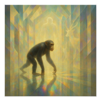 Póster Chimpanzee in the Prism Light Hall – GeoWild Art