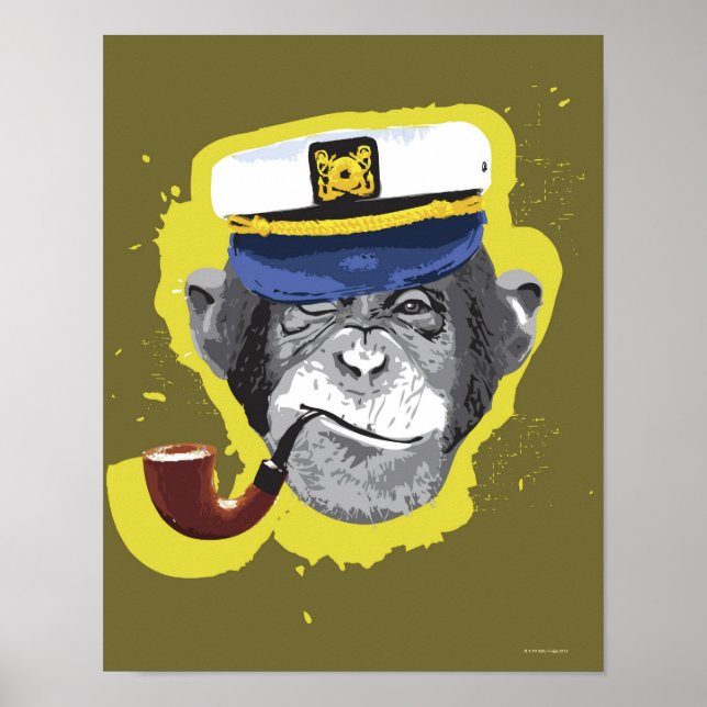Póster Chimpanzee Smoking Pipe (Frente)